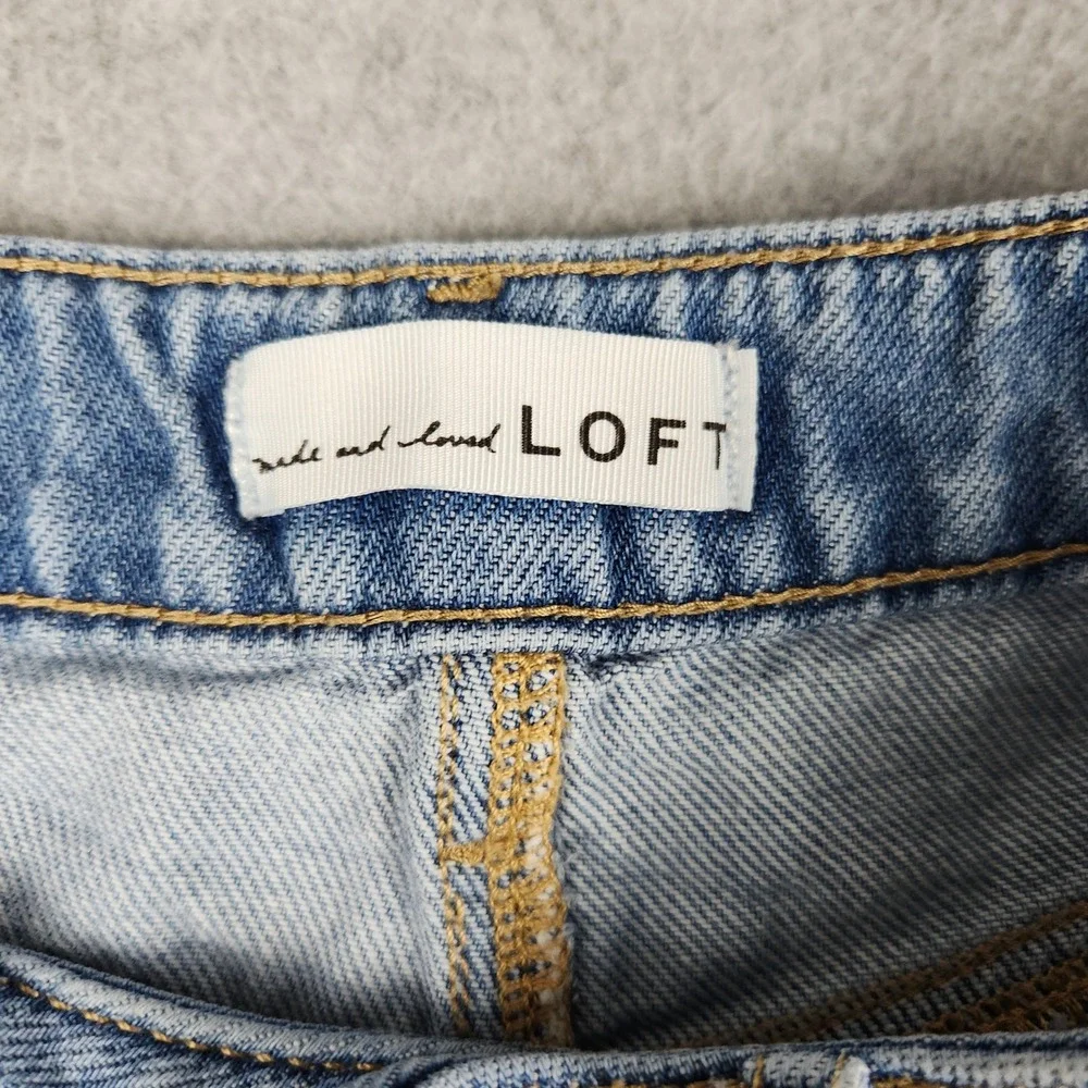 LOFT‎ Jean Shorts Womens 0/25 Blue Denim Medium Wash High Waisted Relaxed Fit